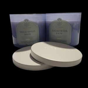 2pc White Barn Eucalyptus Rain 3-Wick Candles - NEW!!!